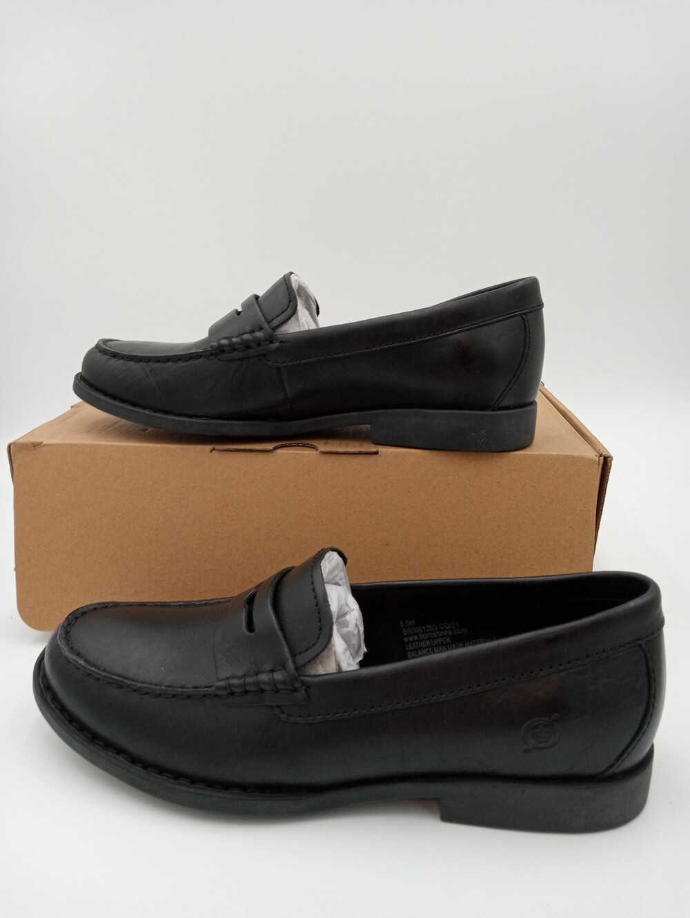 Born Macie Shoes Womens Black Leather Penny Loafers Slip On Comfort Size 8.5